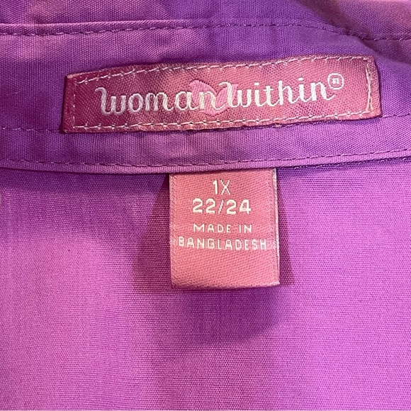 Woman Within, Mauve Basic Button Down Shirt. Size 1X(22-24). Excellent condition - Picture 2 of 5
